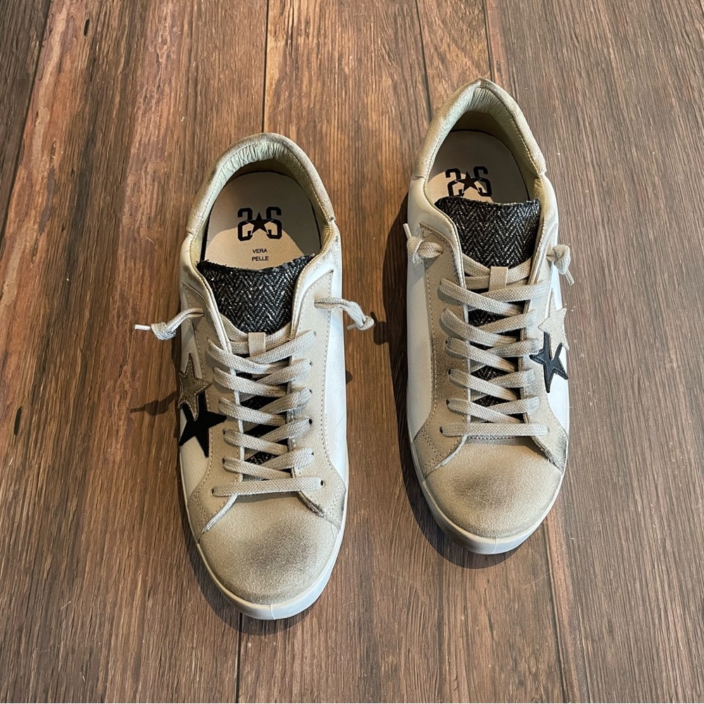 2Star ⭐️Sneakers In White Suede And Leather - Picture 6 of 8